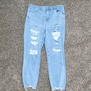 16 Short American Eagle Curvy Highest Rise Jegging, Distressed Crop